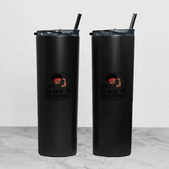 Black Is Beautiful Tumbler With Lid And Straw