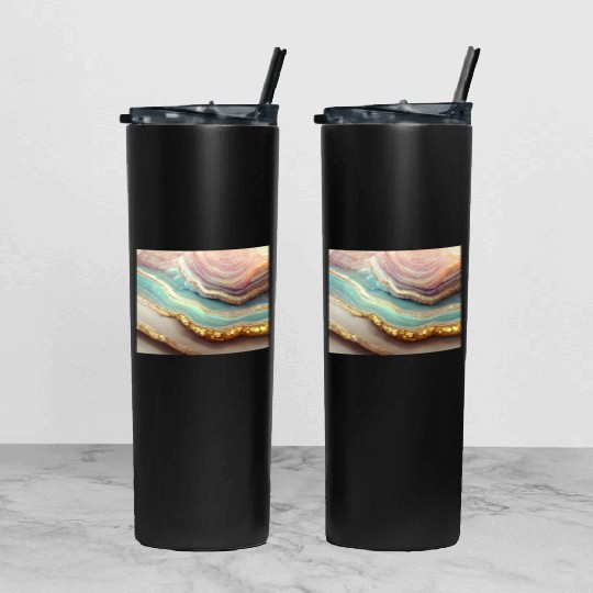 Pastel Agate Geode Stone Tumbler With Lid And Straw