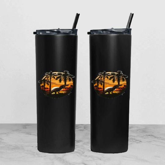 Florida Everglades Sunset Alligator and Palm Tree Tumbler With Lid And Straw