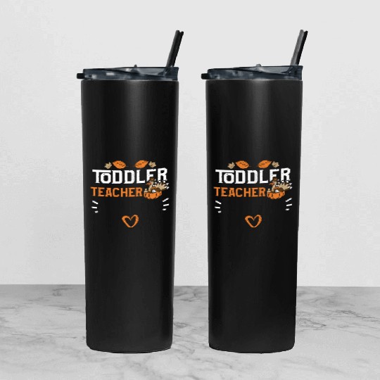 Toddler Teacher - Thanksgiving Tumbler With Lid And Straw