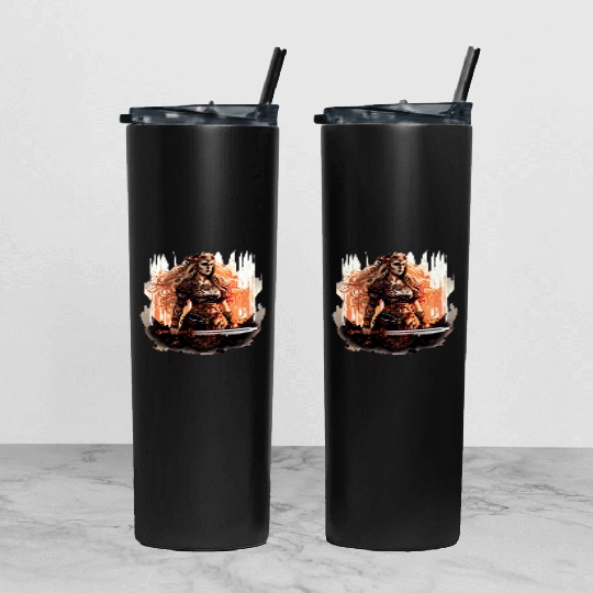 Shield-maiden or Shieldmaiden Amazon Tumbler With Lid And Straw