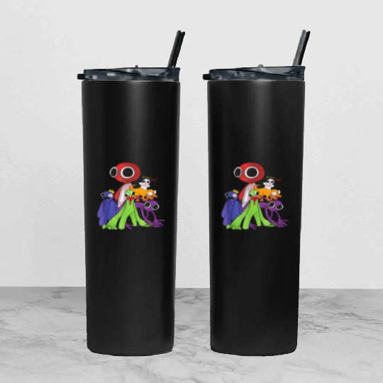 Rainbow Friends blue red orange green Tumbler With Lid And Straw