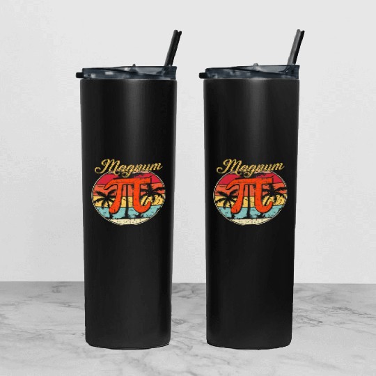 Magnum Pi Math Pi Day Retro Tumbler With Lid And Straw