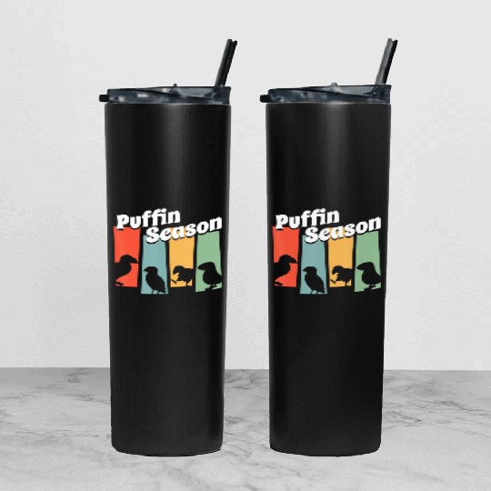 Funny Puffin Season Retro Vintage Puffin Lover Tumbler With Lid And Straw
