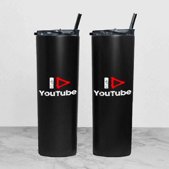 I love YouTube Tumbler With Lid And Straw