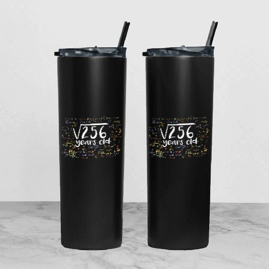 16th Birthday Square Root of 256: 16 Years Old Tumbler With Lid And Straw