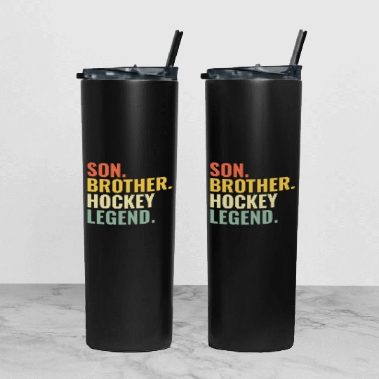 Son Brother Hockey Legend Tumbler With Lid And Straw