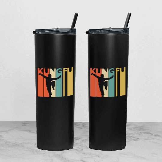 Vintage Kung Fu Lover Gift Tumbler With Lid And Straw