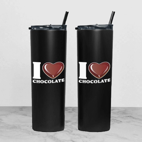 I Love Chocolate Tumbler With Lid And Straw