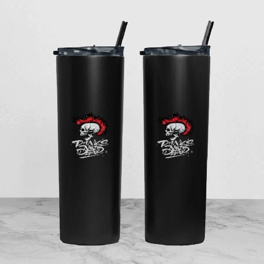 skeleton Bone Skull Punk Rock Band Metal Music Tumbler With Lid And Straw
