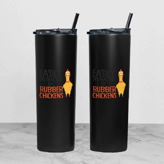 Rubber Chicken Enthusiast Loud Scream Yellow Tumbler With Lid And Straw