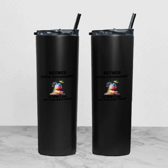 Retired School Psychologist Vacation Tropical Cock Tumbler With Lid And Straw
