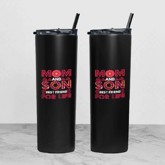 Mom And Son Tumbler With Lid And Straw