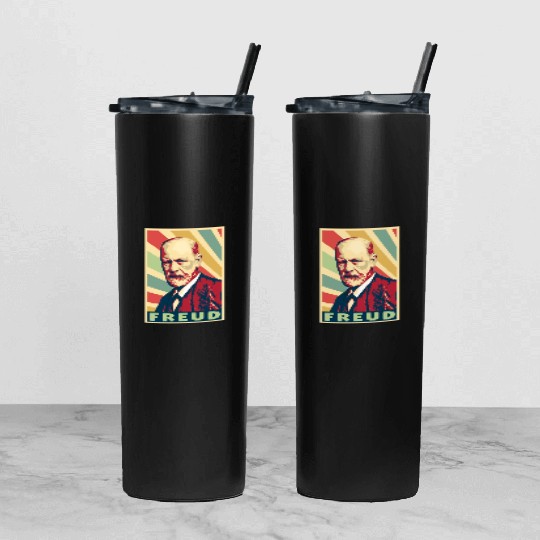 Sigmund Freud Vintage Colors Tumbler With Lid And Straw