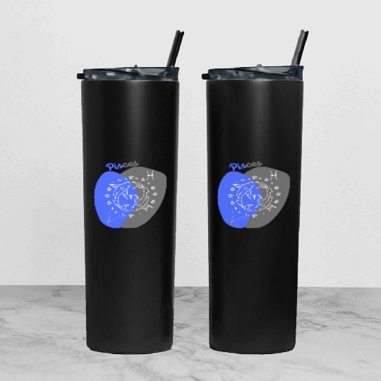 Underwater Dreams: A Minimalist Pisces Design Tumbler With Lid And Straw