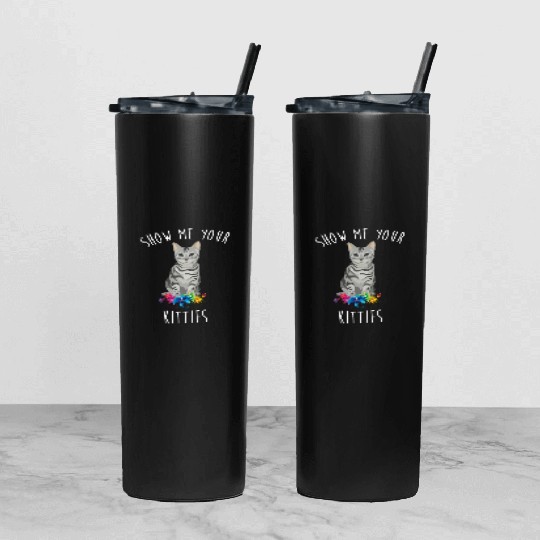 Show Me Your Kitties Flower Cat Lovers Mothers Day Tumbler With Lid And Straw