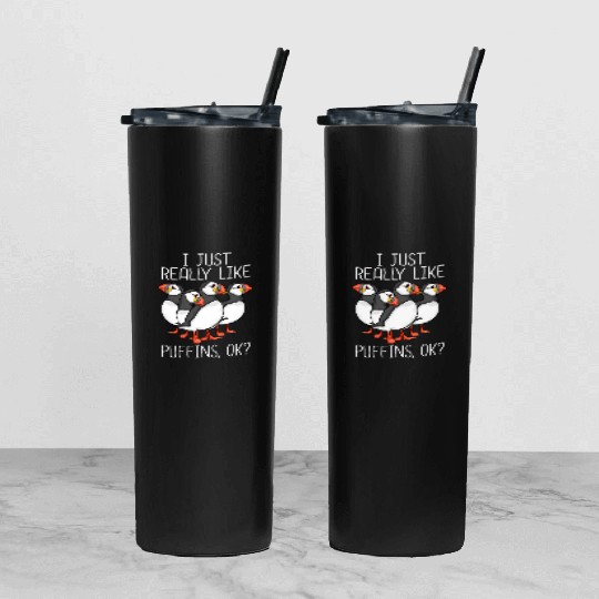 Atlantic Puffin Bird Lover Gift Women Cute Puffin Tumbler With Lid And Straw