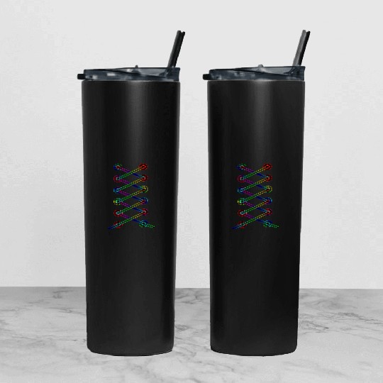Rainbow Shoes Belt Design Tumbler With Lid And Straw