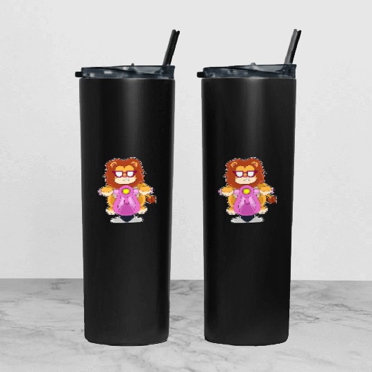 Lion Scooter Tumbler With Lid And Straw