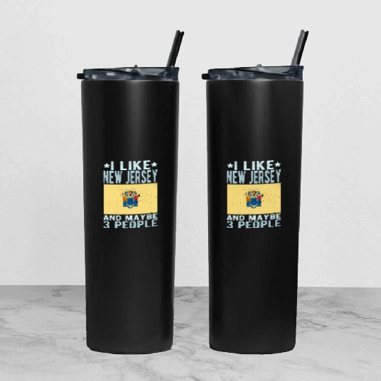 New Jersey Flag US State Tumbler With Lid And Straw