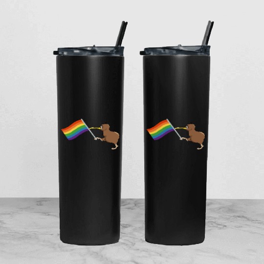 Rainbow Kiwi Pride Tumbler With Lid And Straw