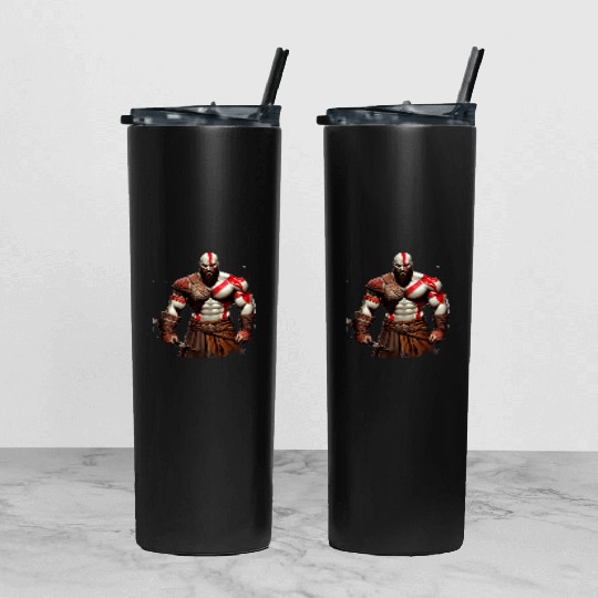 iconic Kratos, the God of War Tumbler With Lid And Straw