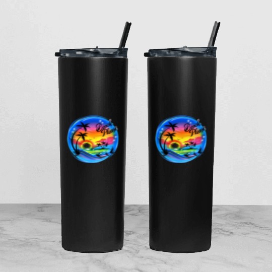 Beach Please Airbrush Colorful Tumbler With Lid And Straw