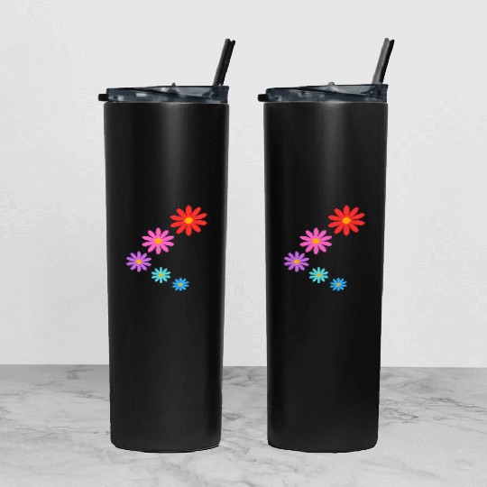 falling multi colored flowers Tumbler With Lid And Straw