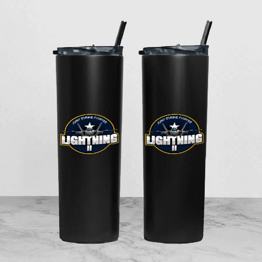 F35 Lightning 2 Patch Small logo red Tumbler With Lid And Straw
