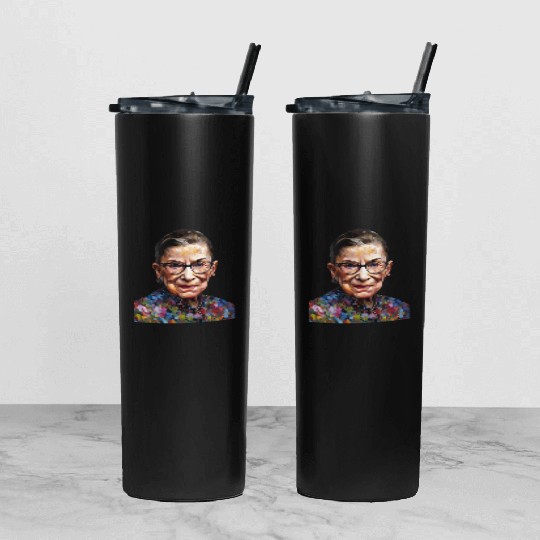 Ruth Bader Ginsburg portrait in a Monet style Tumbler With Lid And Straw