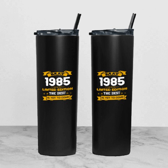 May 1985 Birthday Surprise Tumbler With Lid And Straw