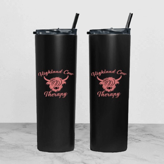 Highland Cow Therapy Tumbler With Lid And Straw