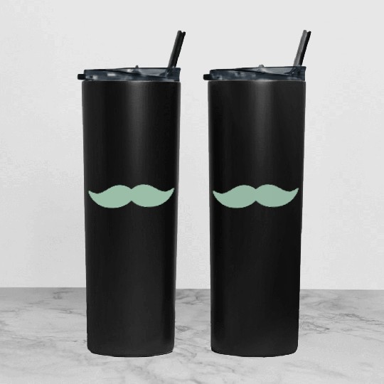 Pastel Green Mustache November Man Cycling Tumbler With Lid And Straw