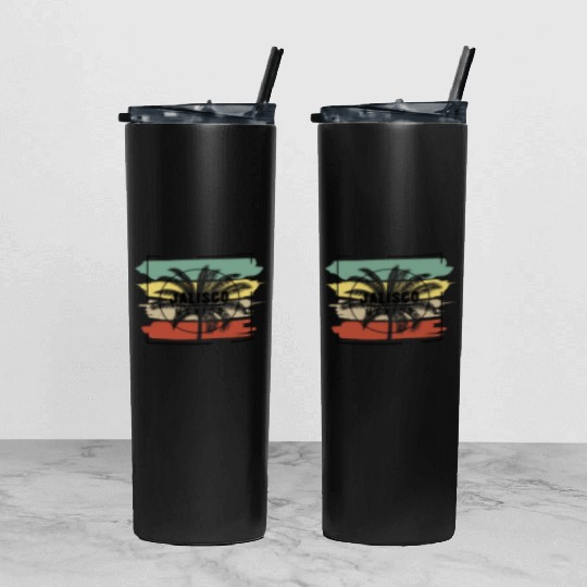Jalisco Mexico Palm Tree Retro Artistic Tumbler With Lid And Straw