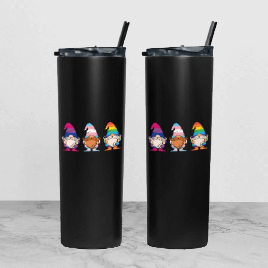 Cute Gnomes Elf LGBTQ Rainbow LGBT Pride Month Tumbler With Lid And Straw