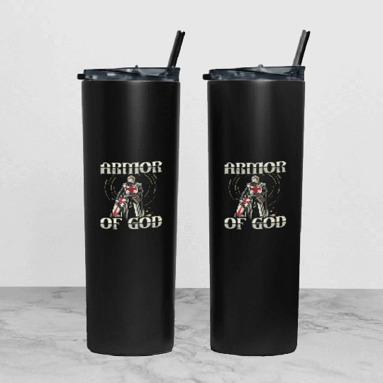 Armor of God Templar Knight Christian Faith Jesus Tumbler With Lid And Straw
