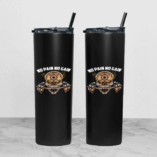 No Pain No Gain Exercise Workout Motto Gym Rat Gym Tumbler With Lid And Straw