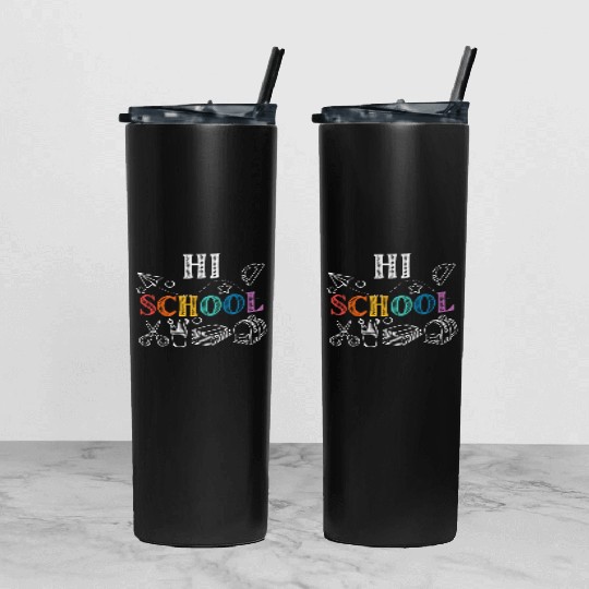Hi School Back To School Squad Teacher Student Tumbler With Lid And Straw