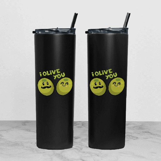 Green Olives Valentine Olive You Tumbler With Lid And Straw