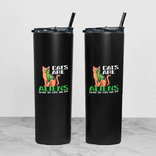 Cats Are Aliens Funny Cat Owner Astronomy Lover Tumbler With Lid And Straw