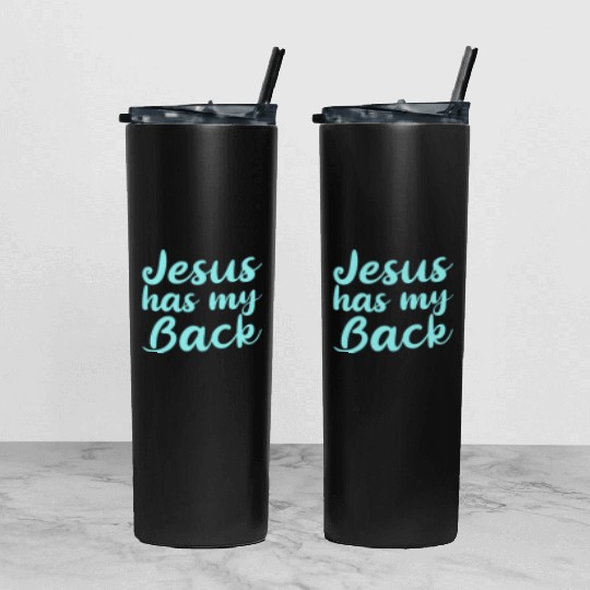 Jesus Has My Back 4 Tumbler With Lid And Straw