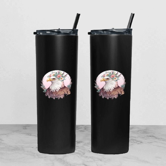 Birds Of Prey Bald Eagle Flower Crown Floral Birdi Tumbler With Lid And Straw