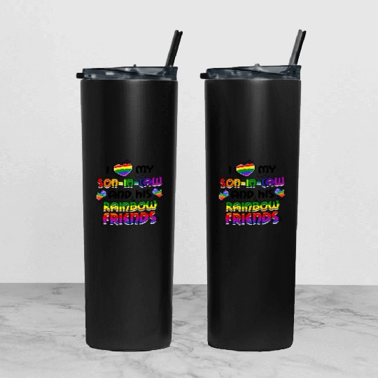 I Love My Son In Law And His Rainbow Friends LGBT Tumbler With Lid And Straw