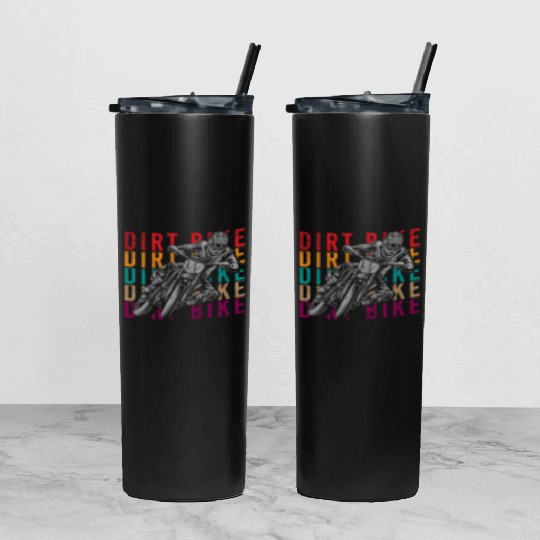 Dirt Bike Cycling Biking Tumbler With Lid And Straw