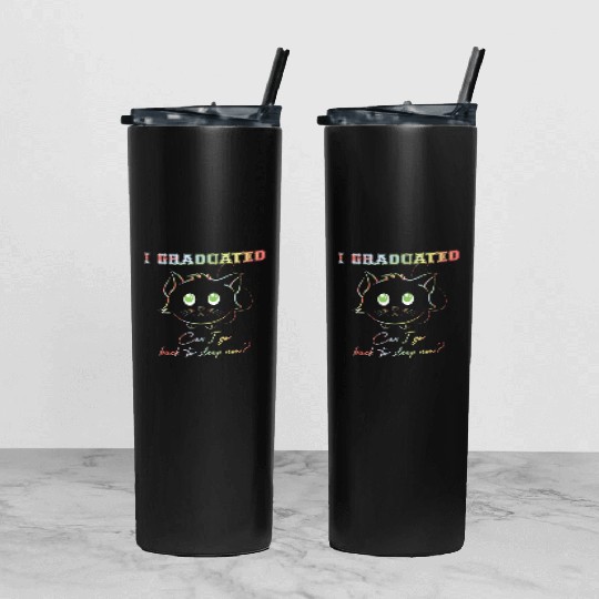 Funny Cute Can I Go Back To Sleep Graduation Tumbler With Lid And Straw