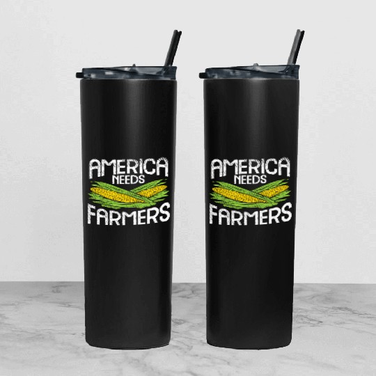 America Needs Farmers Agriculture Corn Farming Tumbler With Lid And Straw
