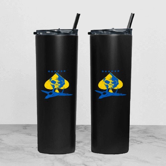 The Ghost Of Kyiv Kiev Ukraine Ace Fighter Pilot Tumbler With Lid And Straw