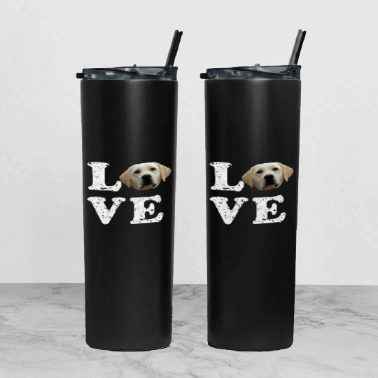 I Love My Yellow Lab Labrador Retriever Dog Tumbler With Lid And Straw
