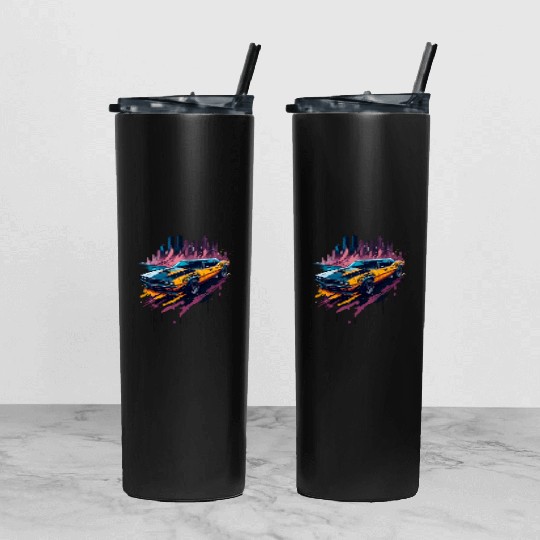 Sports car Tumbler With Lid And Straw