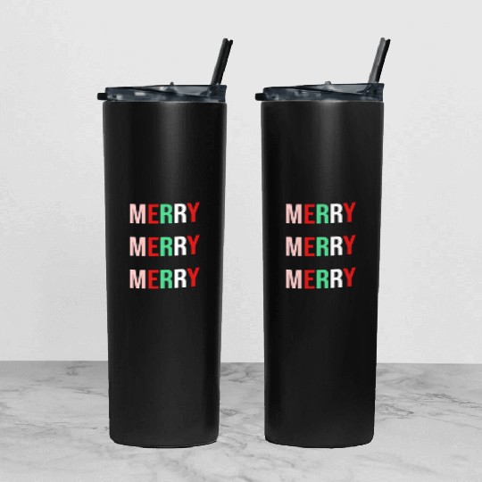 Merry Merry Merry Tumbler With Lid And Straw
